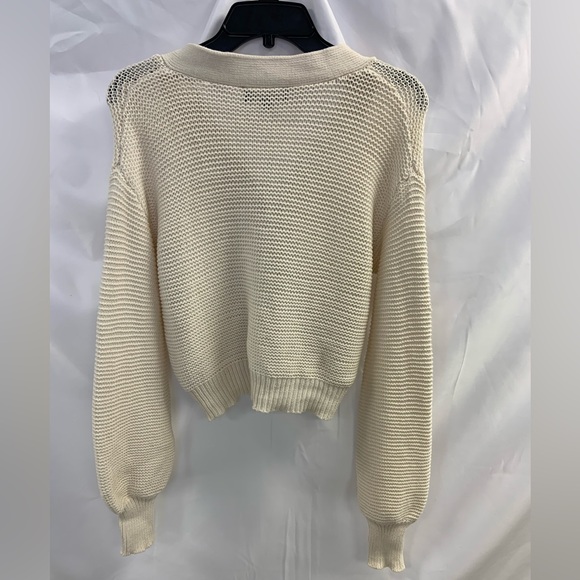 Lulu's Cream Cropped Cardigan with Balloon Sleeves - Picture 6 of 8